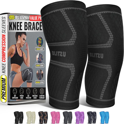 Knee Brace for Women & Men, 2 Pack Compression Sleeve for Pain Relief and Support