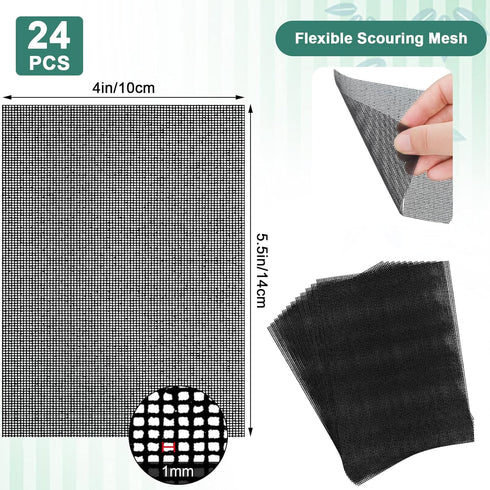Flexible Scrubbing Screen for Household Cleaning - Toilet Ring Remover 5.5 x 4 Inch Cleaning Screen (24 Pack)