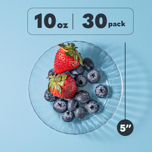 PLASTICPRO 30 Pack Crystal Clear Disposable Plastic Plates, 10 Ounce Dinner Dishes for Special Occasions