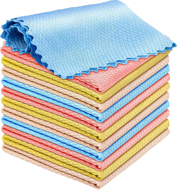 Niveaya Nano Streak Free Miracle Cleaning Cloths - 12 Pack, Lint Free Cleaning Cloth for Glass, Dishes, Mirrors