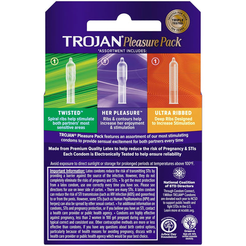 Pack 3 6 Pack Trojan Pleasure Lubricated Premium Latex Condom - Ea