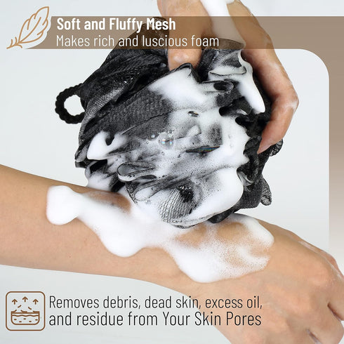 Slick Loofah with Long Handle - Back Scrubber and Shower Supplies for Bathing
