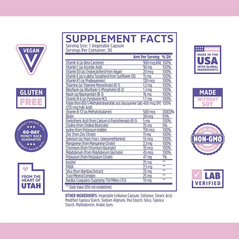 Zhou Nutrition Daily Boost Multivitamin with Probiotic, Zinc, Vitamin C, D3, B Complex for Immune Support, Energy and Digestive Health | Vegan, Gluten Free, Soy Free | 30 Servings