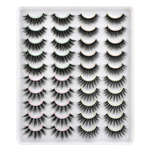 Lanflower Fake Eyelashes, Natural Look Dramatic 3D Lashes Pack with 20 Pairs in 4 Styles