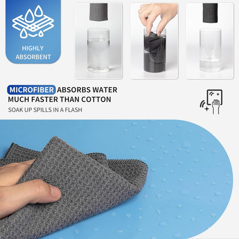 MR.SIGA Waffle Pattern Cleaning Cloths, Reusable Absorbent Microfiber Kitchen Towels, 6 Pack, Gray