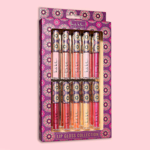 Nicole Miller Lip Gloss Collection Shimmery Glosses for Women and Girls, Long Lasting Color Set, 10 Count (Pack of 1)