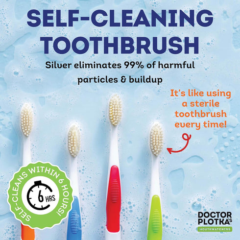 MOUTHWATCHERS Soft Flossing Toothbrushes for Kids, Pink, by Dr. Plotka, Ultra Clean for Sensitive Teeth & Gums