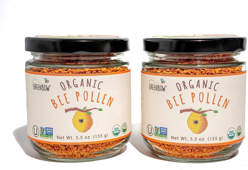 Greenbow Organic Bee Pollen - 100% USDA Certified Organic Superfood, Non-GMO, 155g x 2 Jars