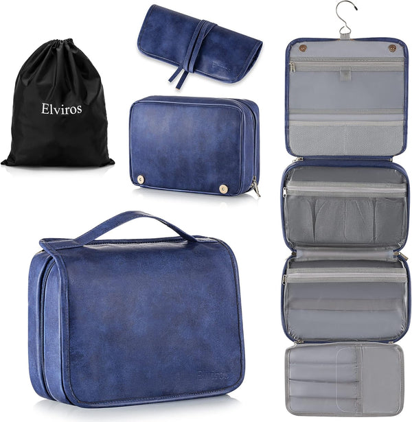 Elviros Toiletry Bag Hanging Travel Organizer for Men and Women, 3 in 1 Multifunctional Large Makeup Cosmetic Case