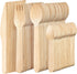 MATANA 200 Pack Natural Disposable Wooden Cutlery Set, 50 Forks, 50 Knives, 50 Spoons, Biodegradable Bamboo