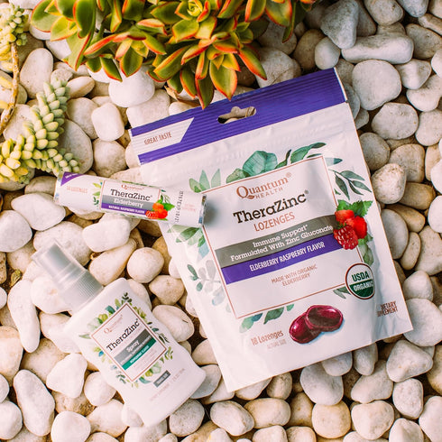 Quantum Health TheraZinc Organic Zinc Lozenges | Elderberry, Sambucus, Raspberry & Honey | Immune Support, 18 Count