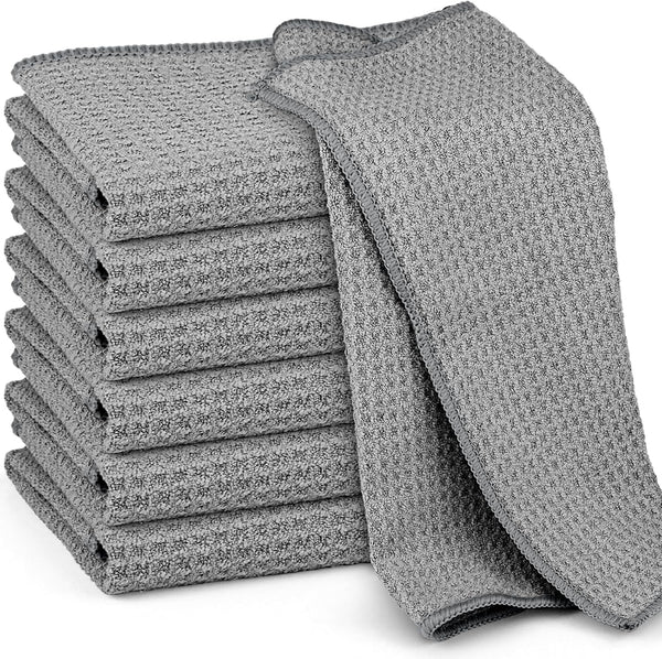 Waffle Weave Microfiber Cleaning Cloth, 6 Pack Absorbent Dust Rags for Car Interior and Household