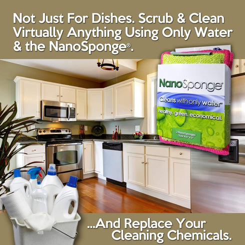 Life Miracle 2 Pack. 4.5 3 Nano Sponge Cleaning Sponges. Supersized Everyday Heavy Duty Household Kitchen and Dish