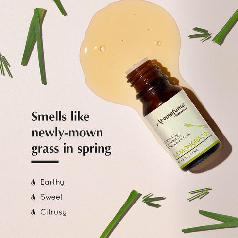 AROMAFUME Lemongrass Essential Oil - 100% Natural, Therapeutic Grade for Home Diffusers, 10ml