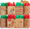 Kiddokids 48 Christmas Gift Bags 7" x 8.65" x 3.15", Kraft Holiday Wrapping