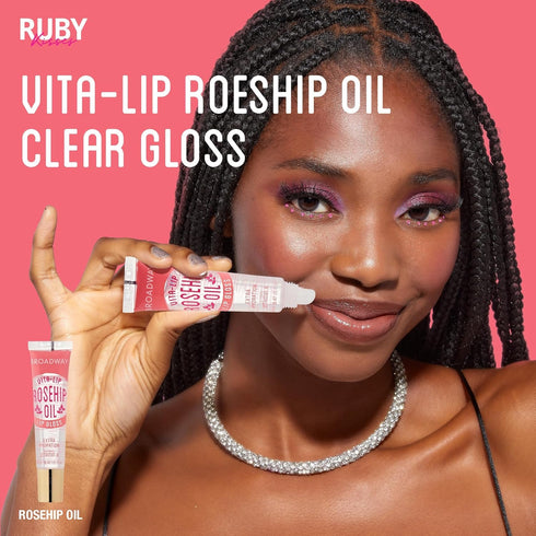 Ruby Kisses Broadway Vita-Lip Clear Lip Gloss, 12 Pack with Rosehip Oil, Ultra-Hydrating Formula, High-Shine Non-Sticky