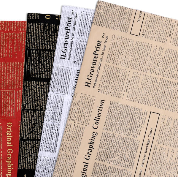 Whaline 90 Sheets Vintage Newspaper Tissue Paper, 13.7 x 19.6 Inch Old Newsprint for Wedding Birthday Party Decor