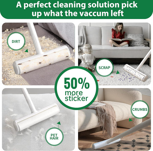 9.5'' Large Lint Roller for Pet Hair with 6 Extendable Handle, Dust-Proof Cover, 5 Refills 300 Sheets