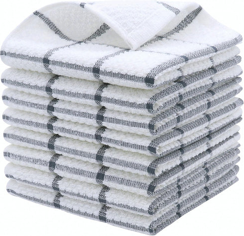 PPAXL Cotton Grid Dish Cloths, Terry Cleaning Rags, 12 x 12 Inches, Light