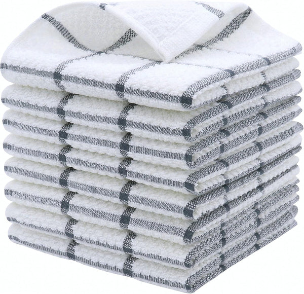 PPAXL Cotton Grid Dish Cloths, Terry Cleaning Rags, 12 x 12 Inches, Light