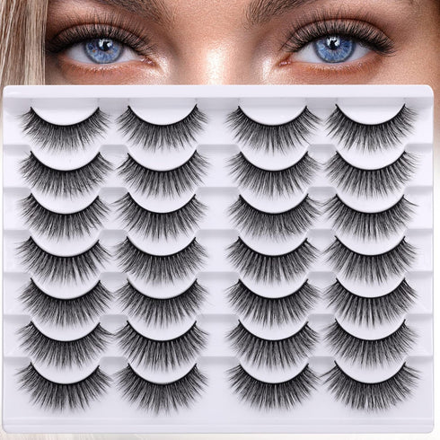 Newcally Lashes, 14 Pairs Pack of False Eyelashes, Natural Wispy Light Volume Faux Mink