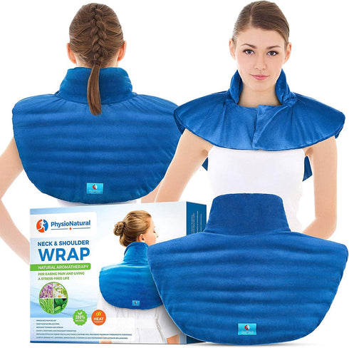 Microwavable Large Neck and Shoulder Wrap – Natural Therapy for Muscle Pain, Tension, Stress, Arthritis, Migraines