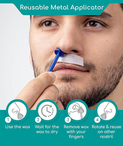 Medi Grade Nose Wax Kit for Men and Women - Eco-friendly Nose Hair Waxing Kit with Reusable Stick, Beads, Tape, and Bag