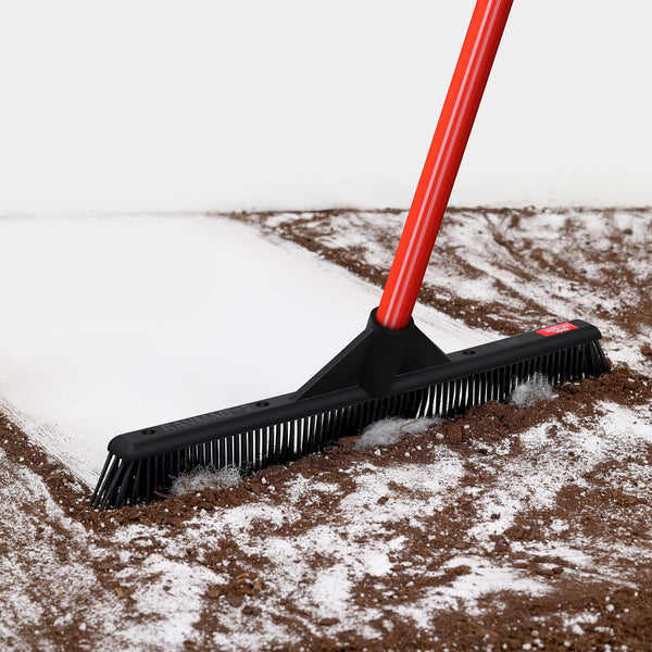 Rubber Broom Lightweight - 100% Natural Rubber with 55 Inch Anti-Rust Handle, Best for Pet & Human Hair