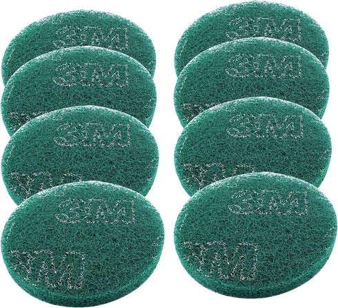 8Pcs Scrub Pads: Round Scrubber Scouring Pads for Home Kitchen House Cleaning, Green