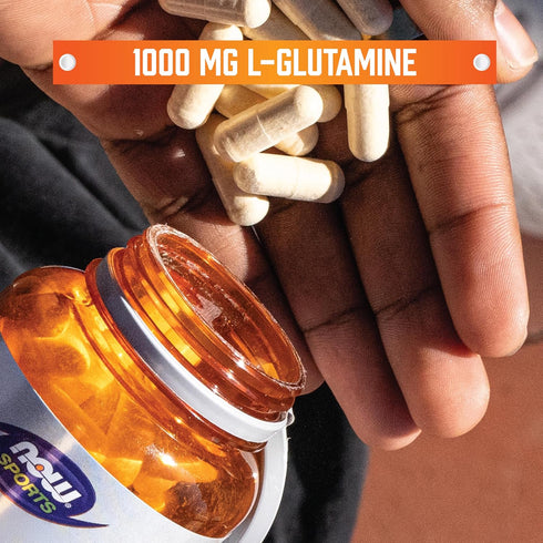 NOW Foods Sports Nutrition L-Glutamine, Double Strength 1,000 mg, Amino Acid, 120 Veg Capsules