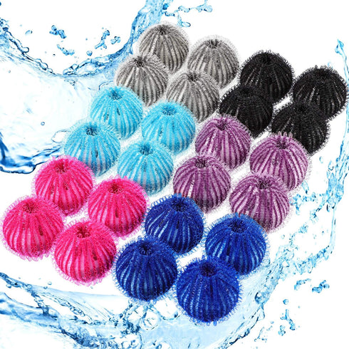 Blulu 24 Pieces Pet Hair Remover for Laundry Dryer Balls, Reusable Washing Machine Hair Catcher, Lint Remover