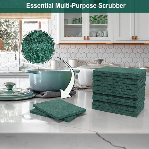 100 Pack Heavy Duty Scour Pads - Reusable Non-Scratch 3 x 4 Inch for Kitchen Dishes, Pots, Pans