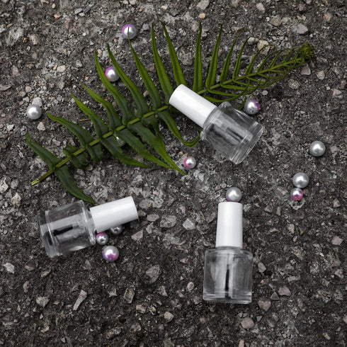 6PCS Empty Nail Polish Bottles with Brush, 10ML Clear Glass Refillable Bottles with Mixing Beads & Funnels