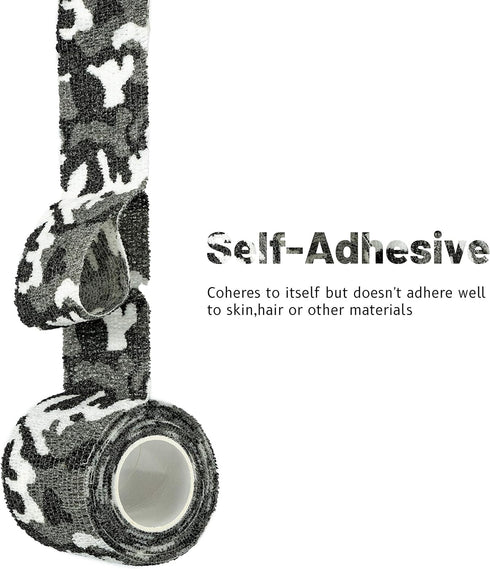 9 Rolls Self Adhesive Wrap Athletic Tape Gauze, Breathable Elastic Cohesive Bandage for Sports Injury & Pet (City Camo)