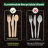 360 Count Disposable Cutlery Set, Heavy Duty Wooden Compostable Utensils, 120 Forks, Knives, Spoons