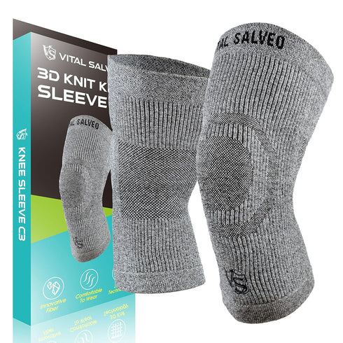 VITAL SALVEO Knee Sleeve-Knee Brace C3-COMFORT for Joint Pain Relief, Germanium and Charcoal Yarn for Men and Women