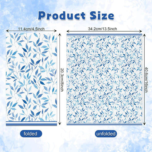 KTHONIOMANTE 200PCS 2 Pack, 4.5x8 Inch Blue & White Guest Paper Napkins, Ply Disposable Paper Blue Leaves Dinner Hand
