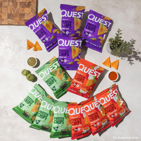 Pack, x4, x4, x4, 1.1 oz (Pack 12) Quest Nutrition Game Day Tortilla Style Protein Chips Variety Buffalo Ranch Salsa