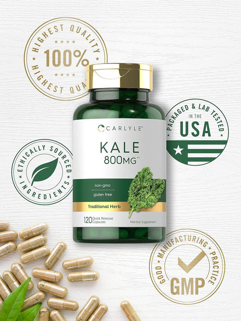 Carlyle Kale Extract 800mg | 120 Capsules | Non-GMO and Gluten Free