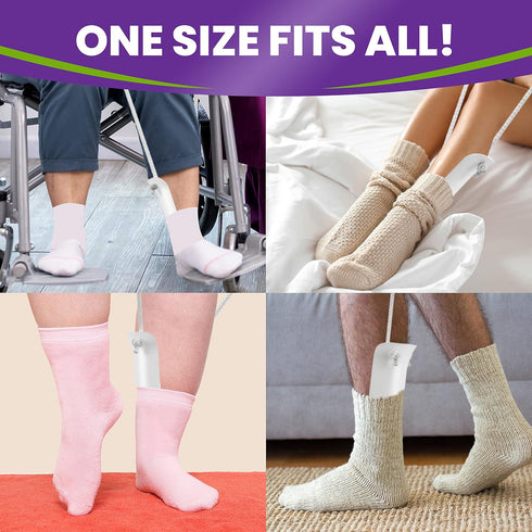 MARS WELLNESS Deluxe Sock Aid Donner, 31" Adjustable Cords, Foam Grip Handles, Sock Helper for Seniors, 1 Pack