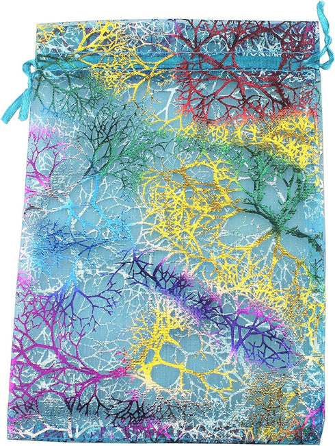 QIANHAILIZZ 100 Pack Colorful Tree Organza Jewelry Gift Pouch Candy Pouch Drawstring Wedding Favor Bags (turquoise,