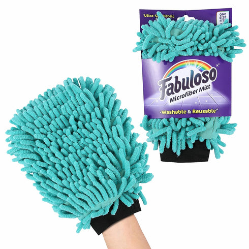 Fabuloso Microfiber Cleaning Mitt, 3 Pack, Teal, Lint-Free, Scratch-Free Cleaning Glove for Surfaces