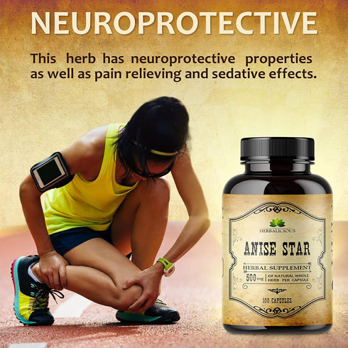 Star Anise Dietary Supplement - 100 Capsules of Anise Extract, 1000mg Natural Formula for Immune Strength and
