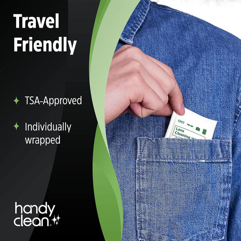 HandyClean Pre-Moistened Lens Cleaning Wipes, Eyeglass and Screen Wipes, 200 ct Individually Packed