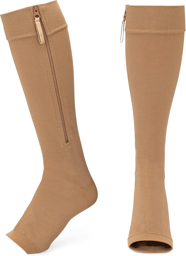 Shorewood Medical Compression Socks Zipper 20-30mmHg: Knee-high, Open Toe
