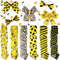 6 Rolls 20 Yards Bee Ribbon Dot Wired Edge Yellow Black Dots for DIY Gift Wrapping, Party Decor, Hair Bow