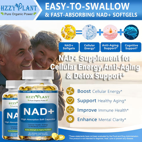 HZZYPLANT Immune 2 NAD+ Supplement, High Absorption NAD Supplements for Women for Cellular Energy Focus Health, NAD