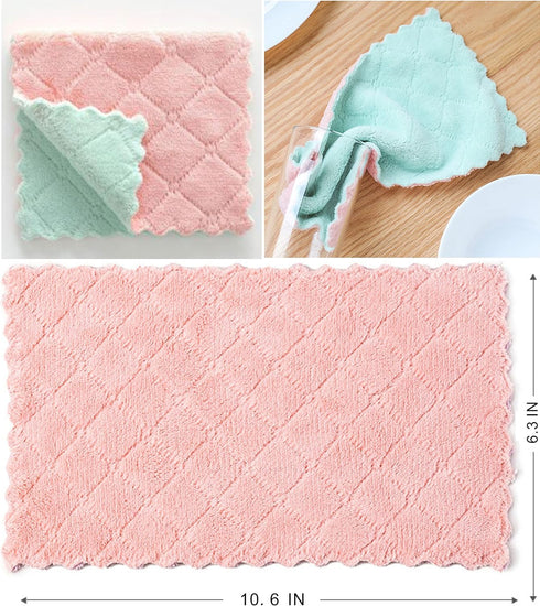 20 Pack Kitchen Towels - Quick Dry Washcloths, Coral Velvet Dishtowels, Multipurpose Reusable Cloths, Soft Microfiber