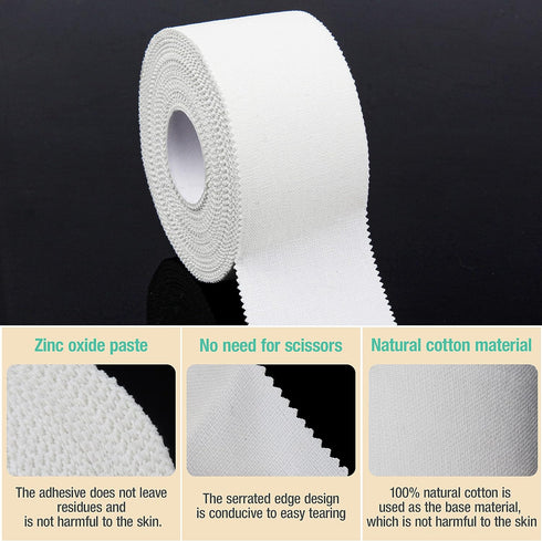 (3 Pack) White Athletic Sports Tape, Very Strong Easy Tear No Sticky Residue Tape for Athletes & Sport Trainers & First