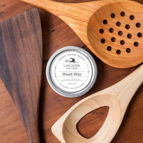 Wood Wax Conditioner for Spoons, Cutting Boards, Butcher Blocks - 2 oz Beeswax and Mineral Oil Wood Butter - Made in USA